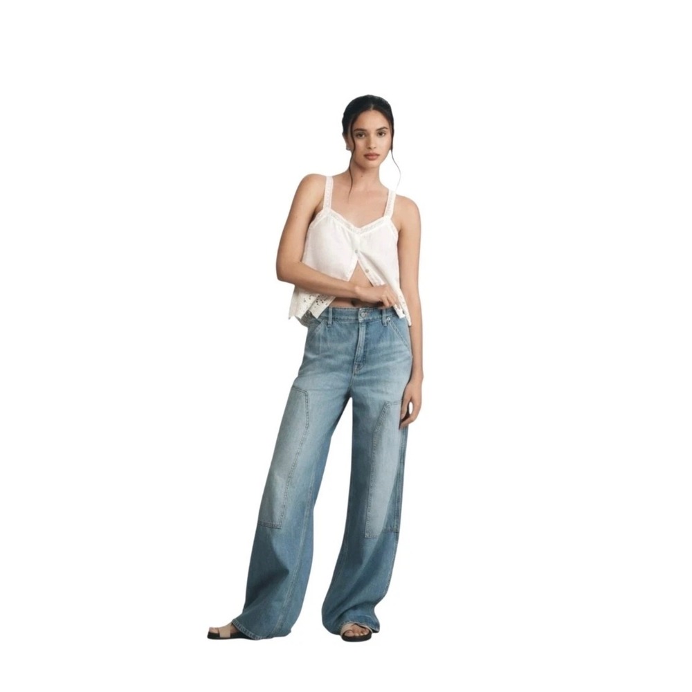 Good American Good Ease Relaxed Carpenter Jeans Wide Leg Indigo879 Size 24 Plus